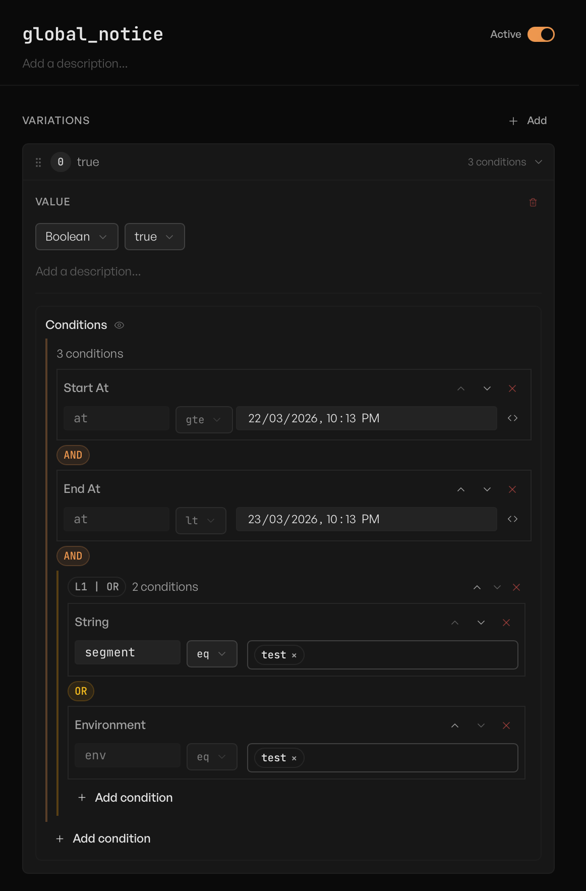 Nested condition groups